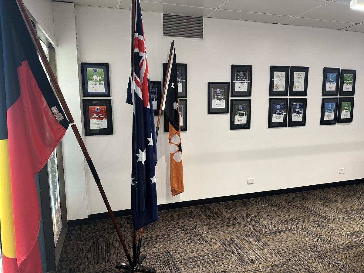 Nhulunbuy Corporation Boardroom with flags