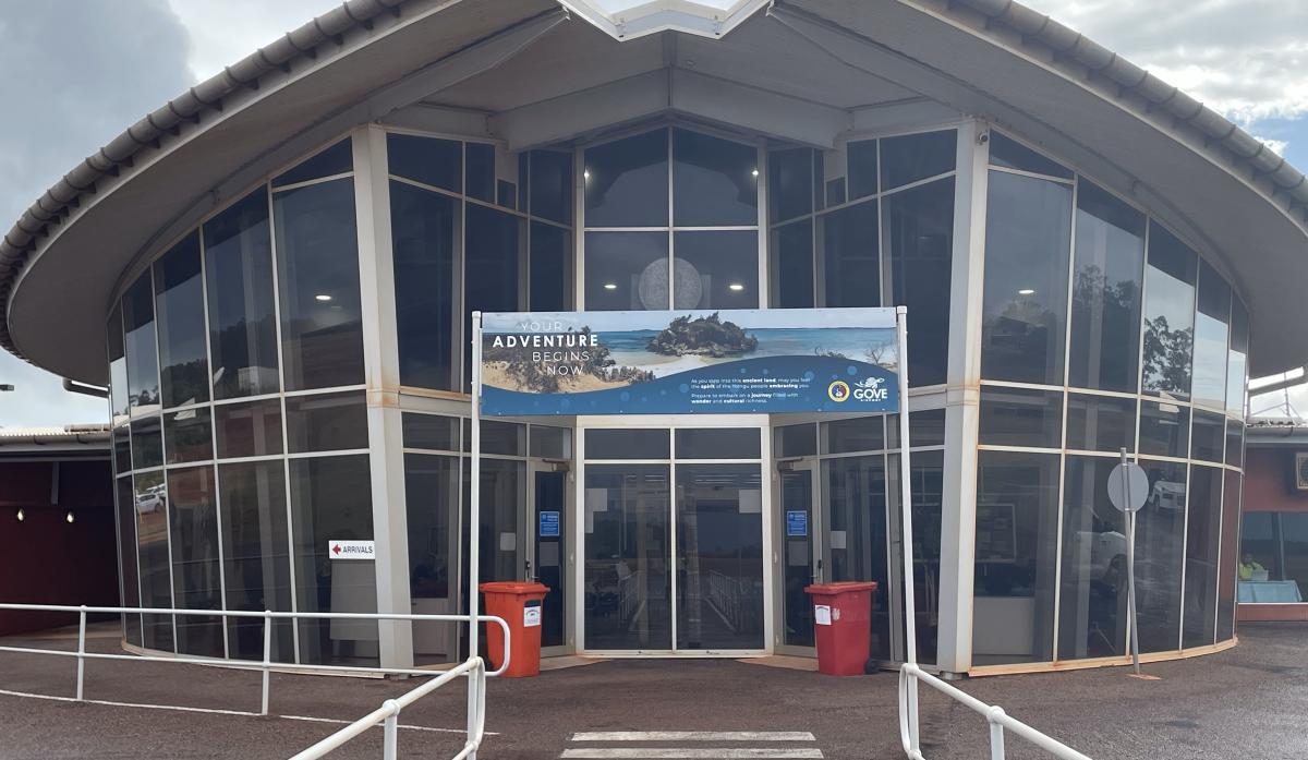 Gove Airport Welcome sign (airside) - July 2024