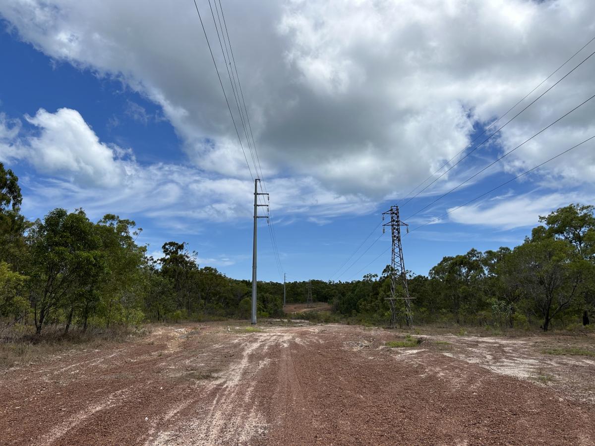 High voltage power lines on a sunny day