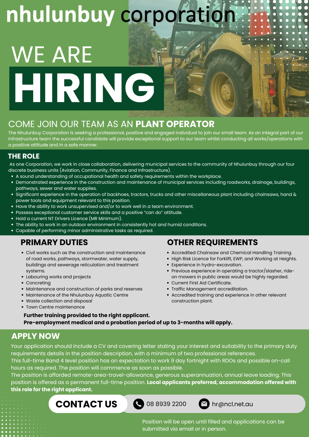 Operator Position 2026