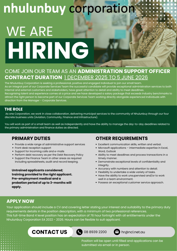 Admin Officer job ad