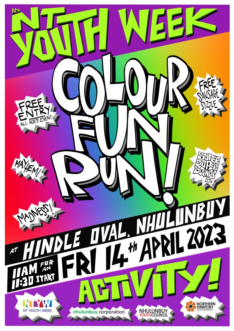 2023 NT Youth Week Colour Fun Run Poster