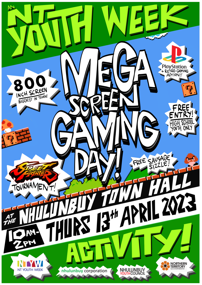 2023 NT Youth Week Mega-Screen Gaming Day Poster