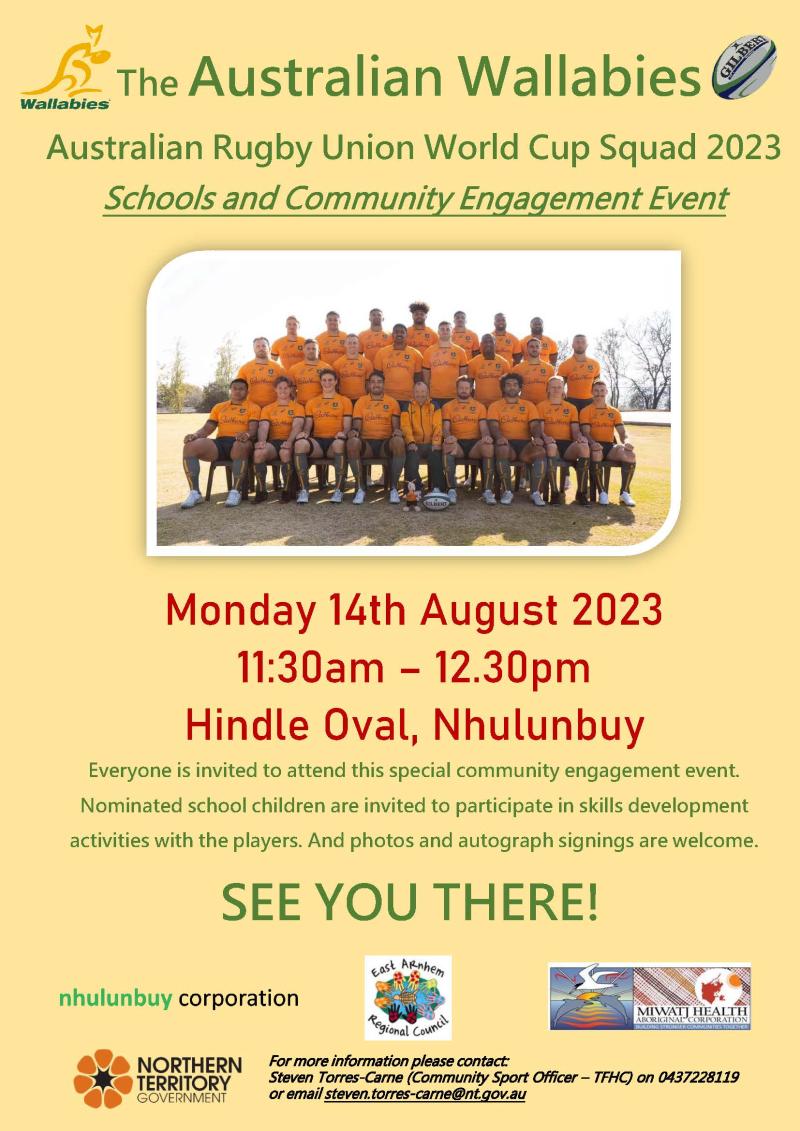 Wallabies Australian Rugby Union World Cup Squad Event 2023 - Nhulunbuy