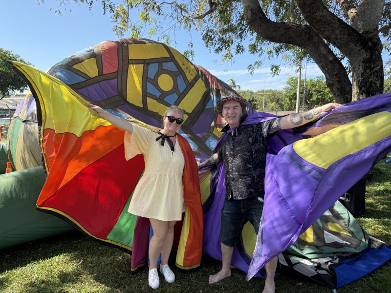 Nylon Zoo performers outdoors 